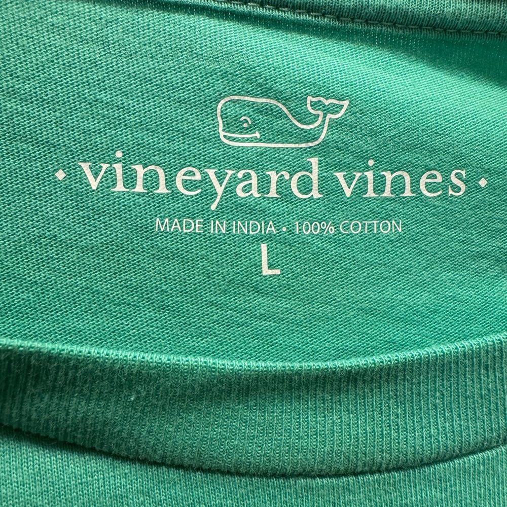 Vineyard Vines Green Long Sleeve Tee - Cotton Crewneck - Picture 3 of 5